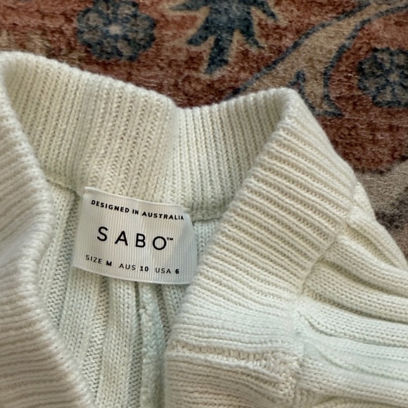 SABO Australia Medium US 6 Stretchy Ribbed Knit Cream Leggings - Picture 4 of 12